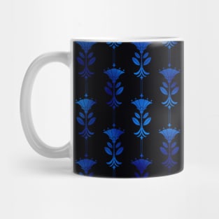 Damask Motifs in Black and Classic Blue Vintage Faux Foil Art Deco Vintage Foil Pattern Mug